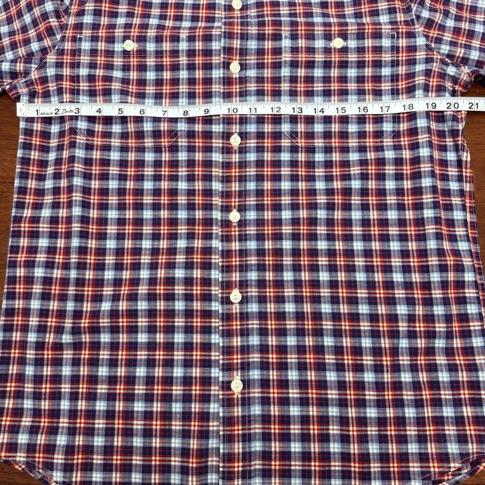 LL Bean Plaid Long Sleeve Button Up Shirt Men's Medium Slightly Fitted Red Blue - Picture 6 of 9